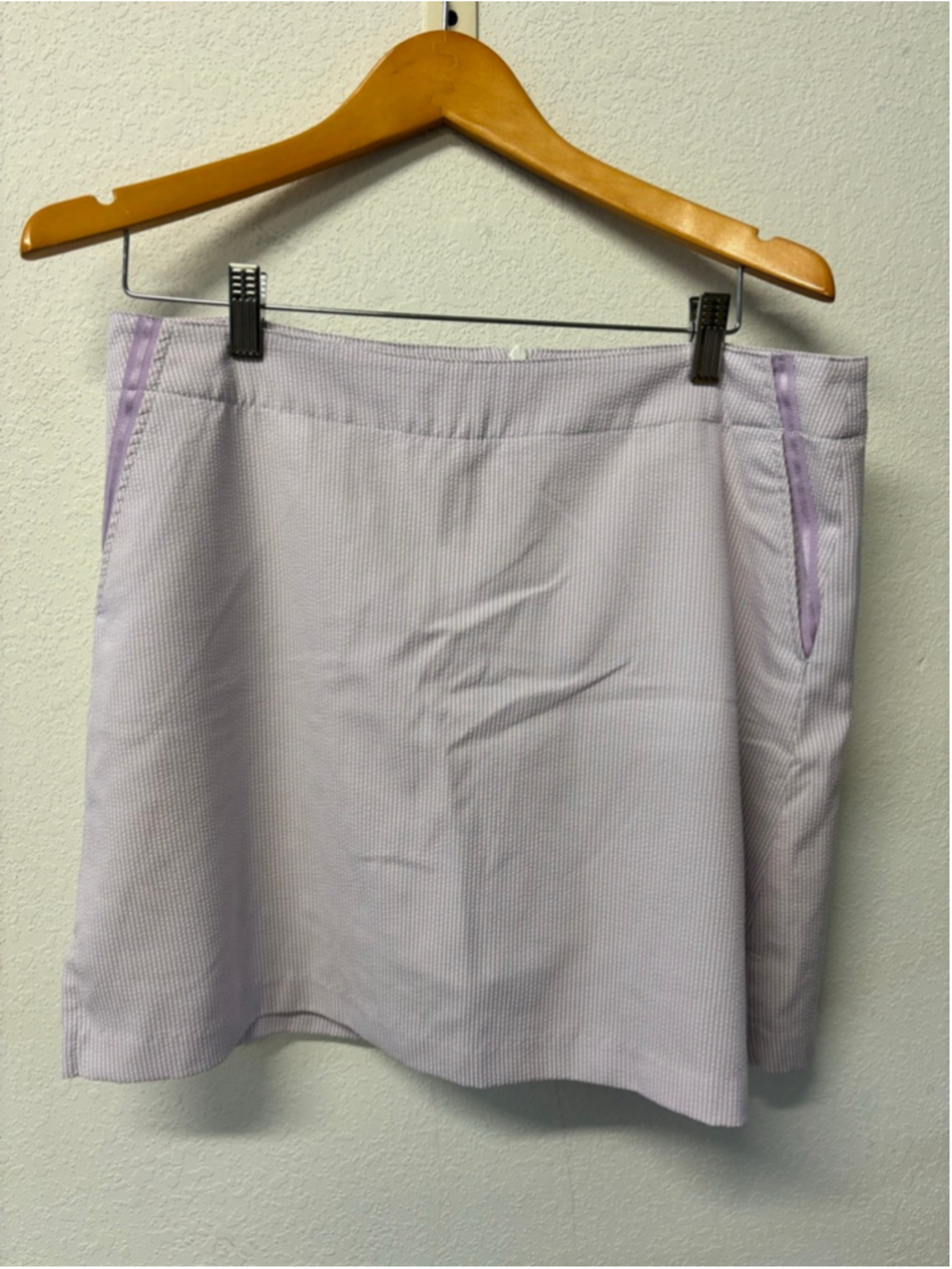Lady Hagen Purple & White Striped Golf Mini Skort Skirt Size 10 NWOT